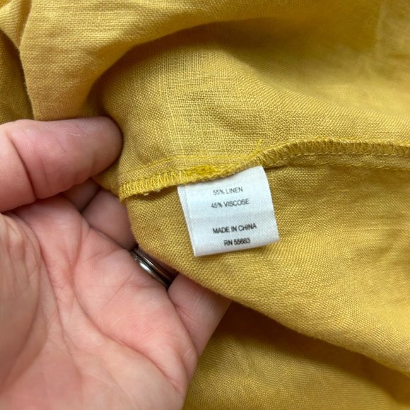 For Cynthia Linen Beaded Sequins Floral Sun Dress S Mustard Yellow Embroidered - Picture 7 of 7